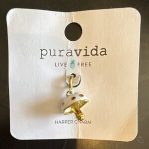 Pura Vida Mushroom Dangle Harper Charm Gold Plated Enamel Waterproof